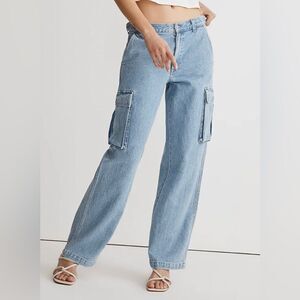 Madewell Low-Slung Straight Cargo Jeans in Coleman Wash NWT Size 30